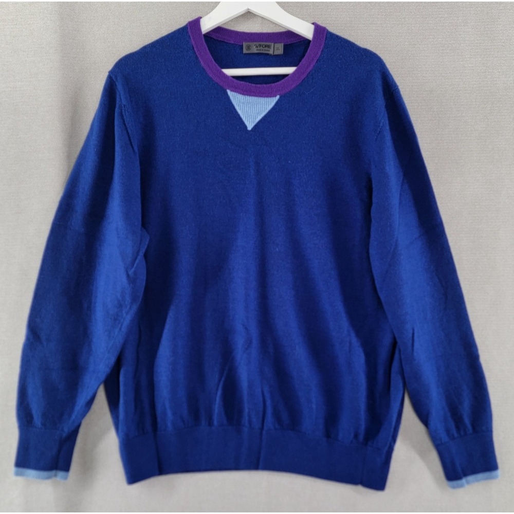 G/Fore Mens Sweater 100% Wool Pullover Blue Purple Golf Crew Neck Size XL